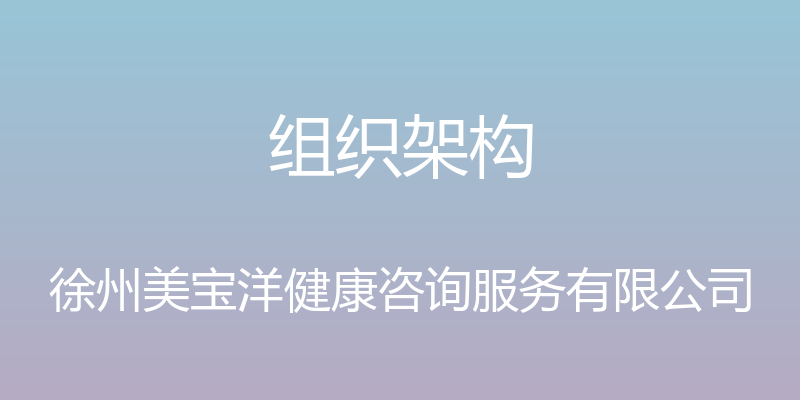 组织架构 - 徐州美宝洋健康咨询服务有限公司